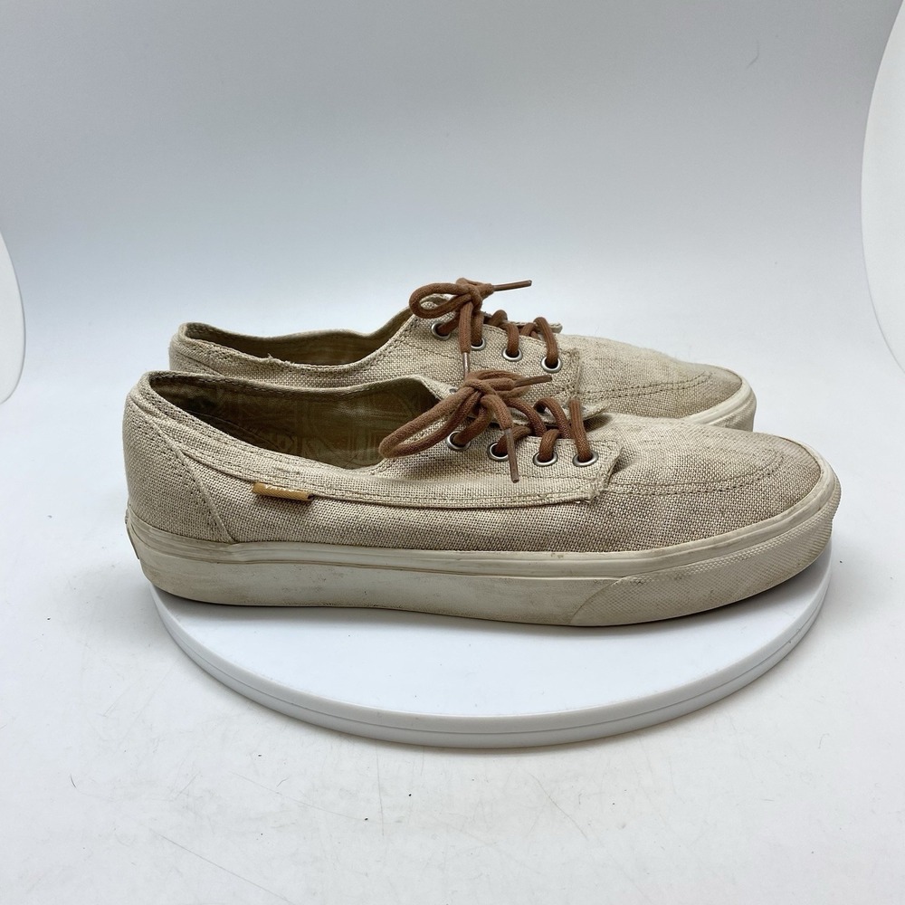 Vans Twill Tweed Lo Khaki Sneakers Mens 9 Beige Skateboarding Shoes 721356‎